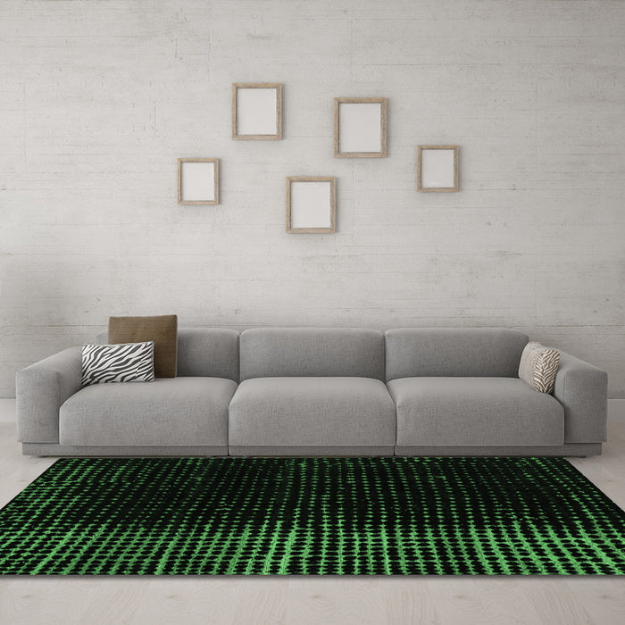 Machine Washable Abstract Emerald Green Modern Area Rugs in a Living Room,, wshabs5095emgrn