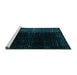 Sideview of Machine Washable Abstract Turquoise Modern Area Rugs, wshabs5095turq