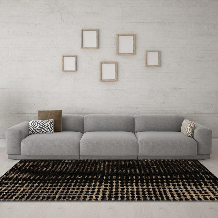 Machine Washable Abstract Brown Modern Rug in a Living Room,, wshabs5095brn