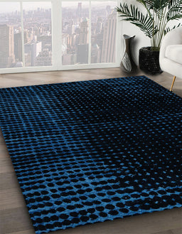 Abstract Black Modern Rug in Family Room, abs5096