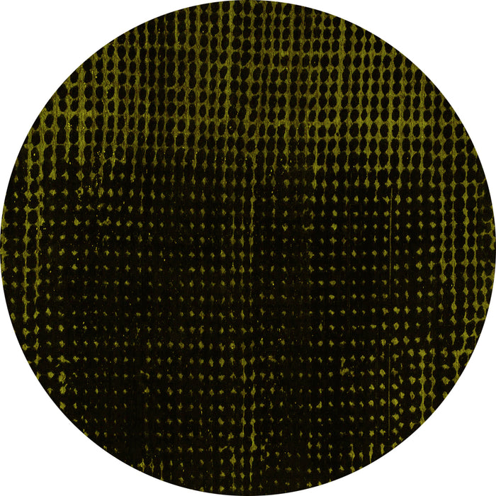Round Abstract Yellow Modern Rug, abs5096yw