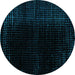 Round Abstract Turquoise Modern Rug, abs5096turq