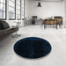 Round Abstract Black Modern Rug in a Office, abs5096