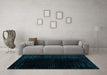 Machine Washable Abstract Turquoise Modern Area Rugs in a Living Room,, wshabs5096turq