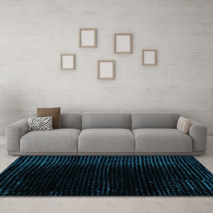 Machine Washable Abstract Turquoise Modern Area Rugs in a Living Room,, wshabs5096turq