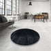 Round Machine Washable Abstract Dark Slate Gray Green Rug in a Office, wshabs5097