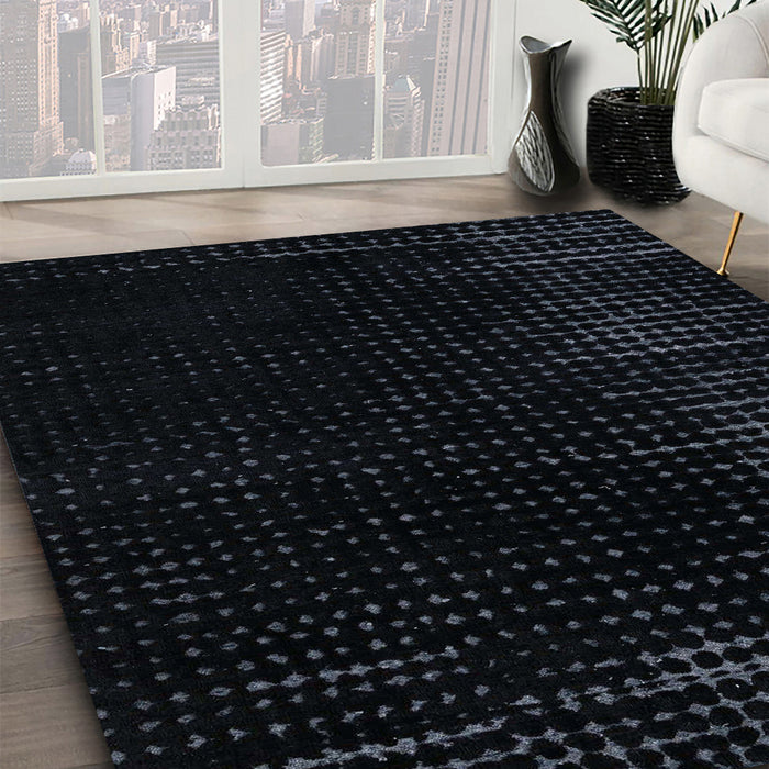 Machine Washable Abstract Dark Slate Gray Green Rug in a Family Room, wshabs5097