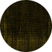 Round Machine Washable Abstract Yellow Modern Rug, wshabs5097yw