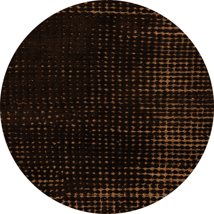 Round Machine Washable Abstract Orange Modern Area Rugs, wshabs5097org