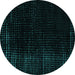 Round Abstract Turquoise Modern Rug, abs5097turq