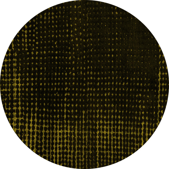 Round Abstract Yellow Modern Rug, abs5097yw