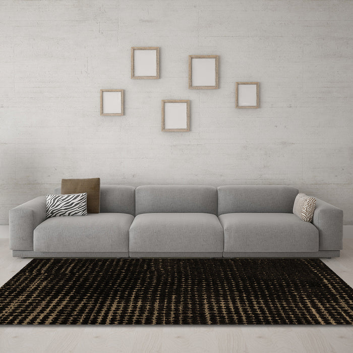 Machine Washable Abstract Brown Modern Rug in a Living Room,, wshabs5097brn
