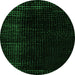 Round Machine Washable Abstract Green Modern Area Rugs, wshabs5097grn