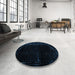 Round Machine Washable Abstract Black Rug in a Office, wshabs5098