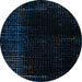 Round Machine Washable Abstract Black Rug, wshabs5098