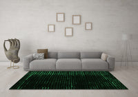 Machine Washable Abstract Green Modern Rug, wshabs5098grn