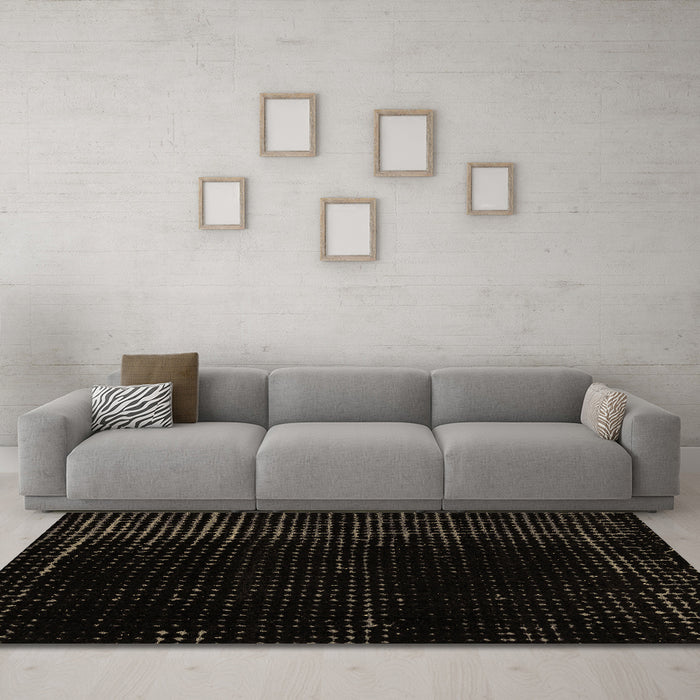 Machine Washable Abstract Brown Modern Rug in a Living Room,, wshabs5098brn