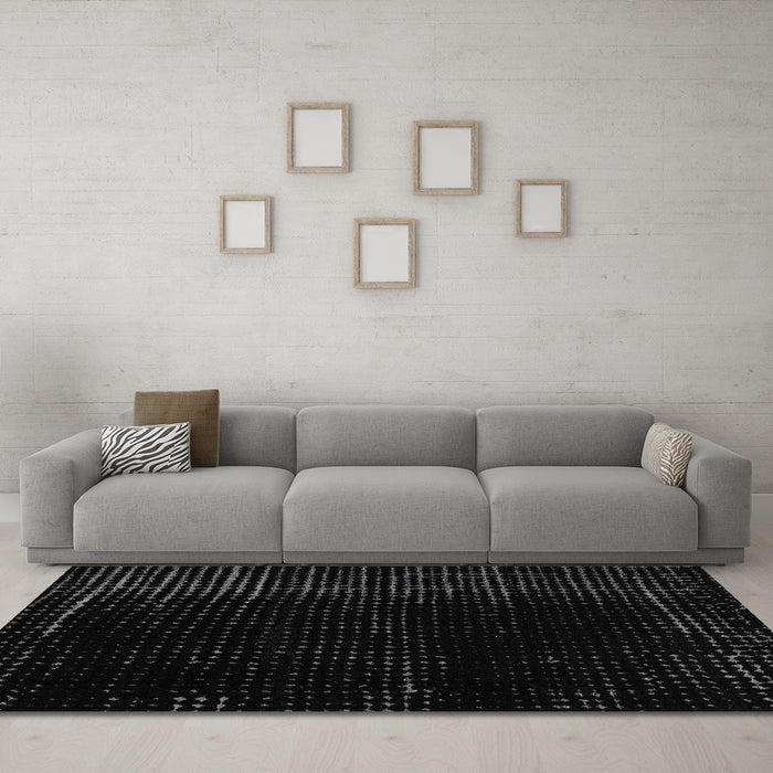 Machine Washable Abstract Gray Modern Rug in a Living Room,, wshabs5098gry