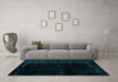 Machine Washable Abstract Turquoise Modern Area Rugs in a Living Room,, wshabs5098turq