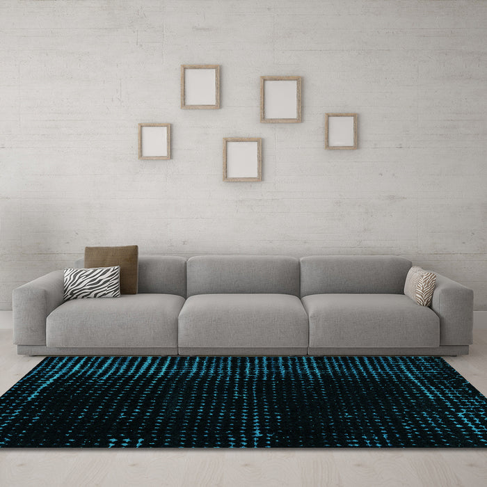 Machine Washable Abstract Turquoise Modern Area Rugs in a Living Room,, wshabs5098turq