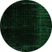 Round Machine Washable Abstract Green Modern Area Rugs, wshabs5098grn