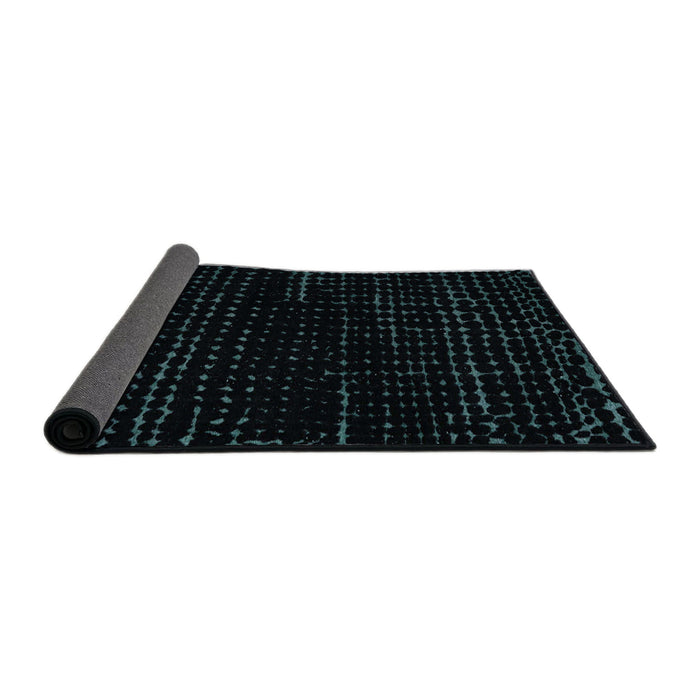 Sideview of Abstract Deep Teal Green Modern Rug, abs5099