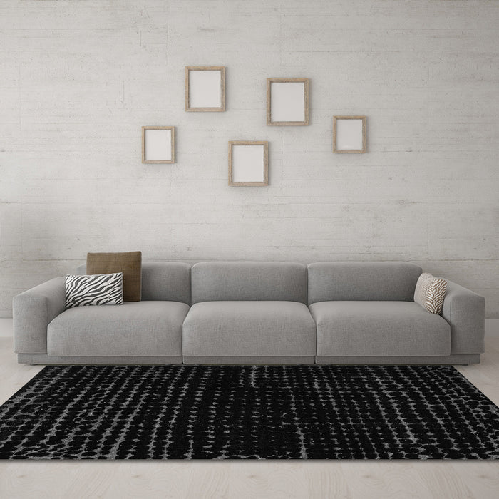 Machine Washable Abstract Gray Modern Rug in a Living Room,, wshabs5099gry