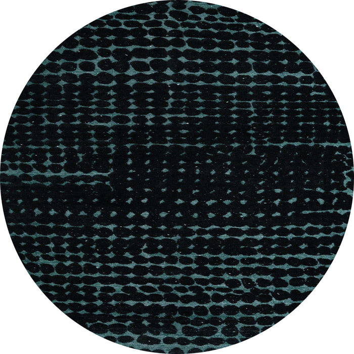 Round Abstract Deep Teal Green Modern Rug, abs5099