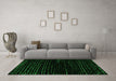 Machine Washable Abstract Green Modern Area Rugs in a Living Room,, wshabs5099grn