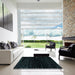 Square Abstract Deep Teal Green Modern Rug in a Living Room, abs5099