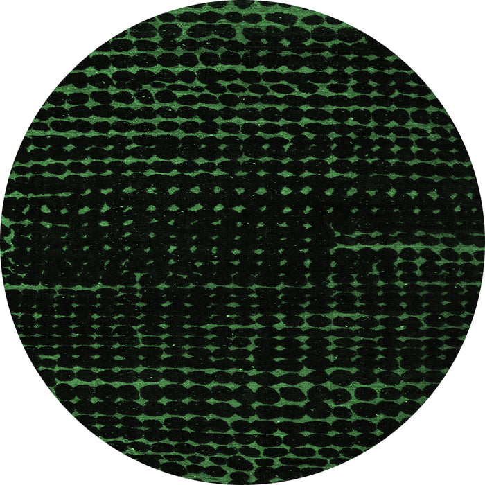 Round Abstract Emerald Green Modern Rug, abs5099emgrn