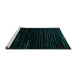 Sideview of Machine Washable Abstract Turquoise Modern Area Rugs, wshabs5099turq