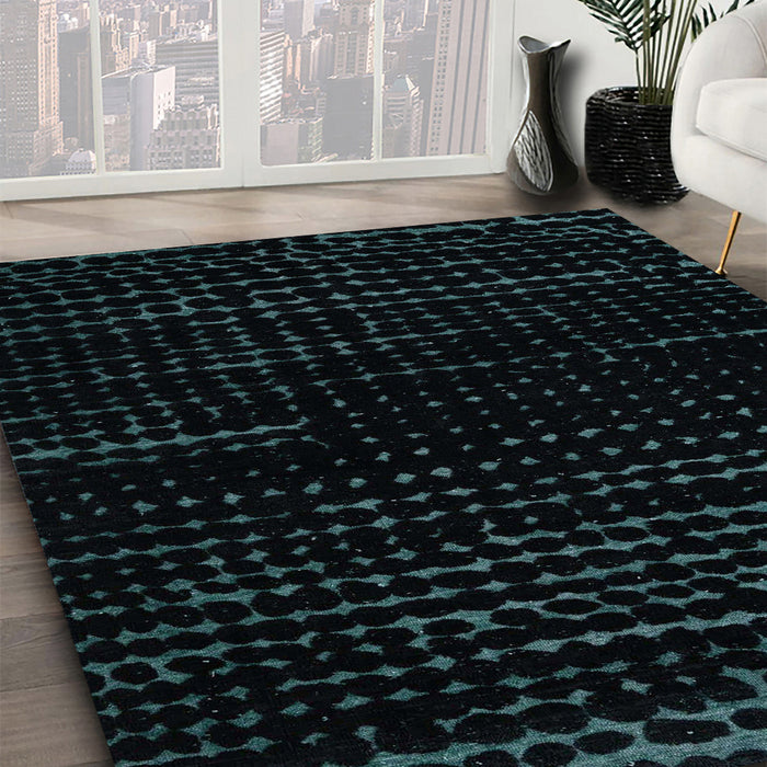 Machine Washable Abstract Deep Teal Green Rug in a Family Room, wshabs5099