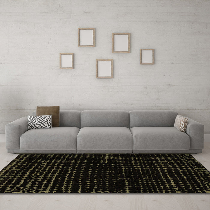 Machine Washable Abstract Brown Modern Rug in a Living Room,, wshabs5099brn