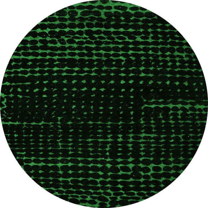 Round Abstract Green Modern Rug, abs5099grn