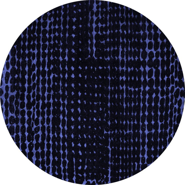 Round Abstract Blue Modern Rug, abs5099blu