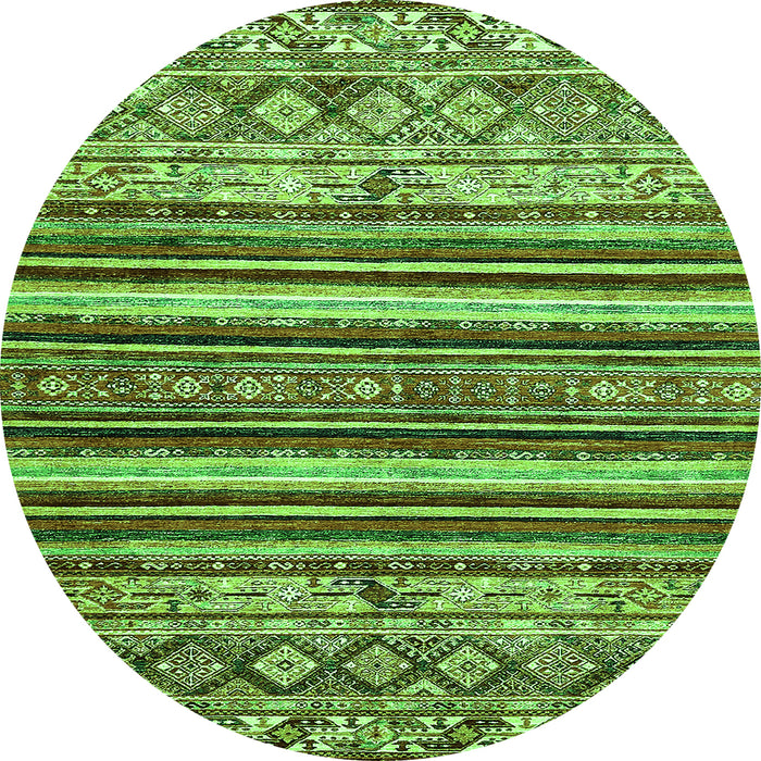 Round Abstract Green Modern Rug, abs509grn