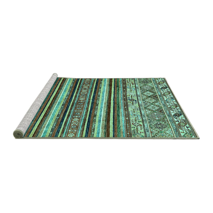 Sideview of Machine Washable Abstract Turquoise Modern Area Rugs, wshabs509turq