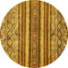 Round Abstract Yellow Modern Rug, abs509yw