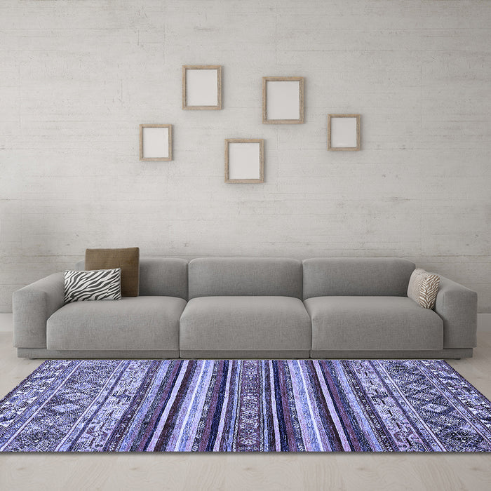 Machine Washable Abstract Blue Modern Rug in a Living Room, wshabs509blu