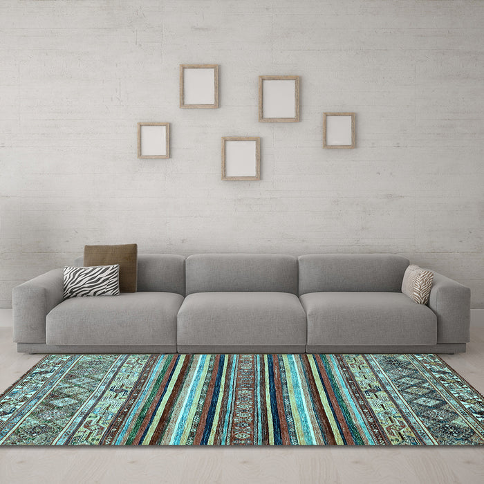 Machine Washable Abstract Light Blue Modern Rug in a Living Room, wshabs509lblu