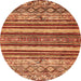 Round Machine Washable Abstract Orange Modern Area Rugs, wshabs509org