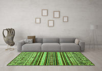 Machine Washable Abstract Green Modern Rug, wshabs509grn