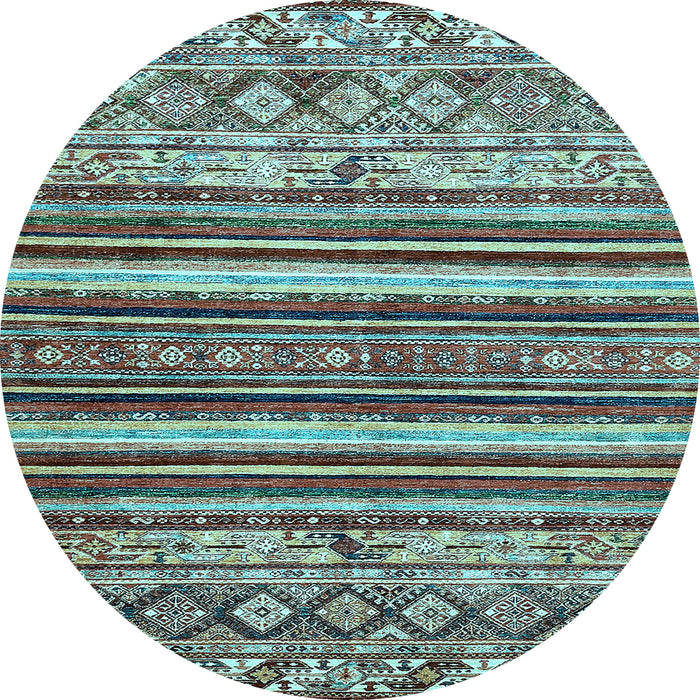 Round Abstract Light Blue Modern Rug, abs509lblu