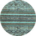 Round Abstract Light Blue Modern Rug, abs509lblu