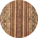 Round Abstract Brown Modern Rug, abs509brn