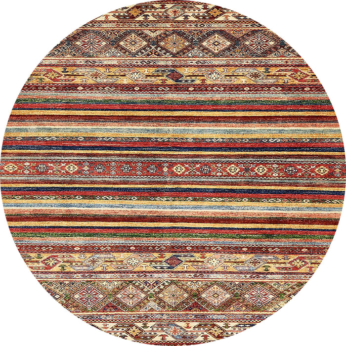 Round Machine Washable Abstract Saffron Red Rug, wshabs509