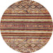 Round Machine Washable Abstract Saffron Red Rug, wshabs509