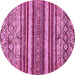 Round Abstract Pink Modern Rug, abs509pnk