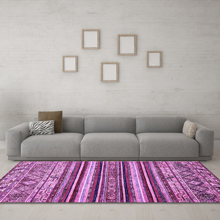Machine Washable Abstract Purple Modern Area Rugs in a Living Room, wshabs509pur